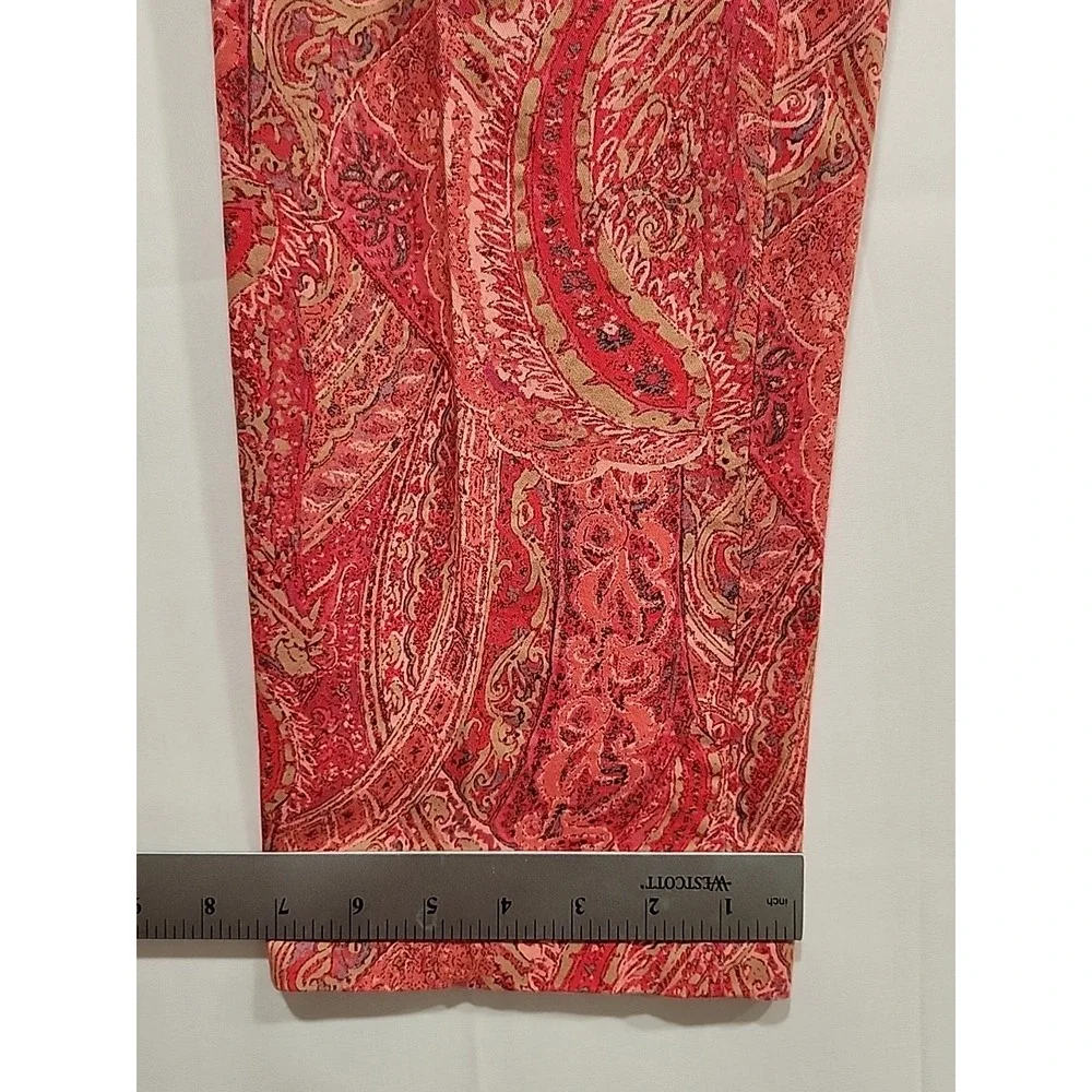 J. Jill Pants Womens Size 12 Red Paisley Stretch, Side Zipper, 27" Inseam - Picture 4 of 7